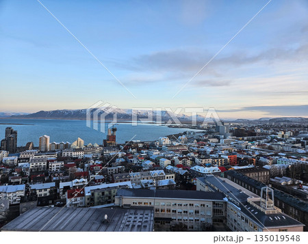 Scenic Winter View of Reykjavik, Iceland 135019548