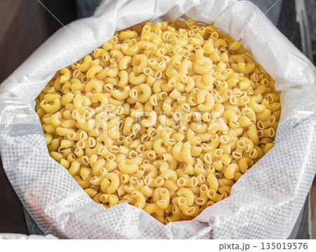 Bulk pasta at a grocery supermarket, dry bulk pasta at a grocery store Bulk pasta at a grocery supermarket, dry bulk pasta at a grocery store 135019576