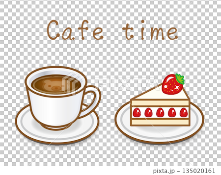 珈琲とケーキのイラスト素材 135020161
