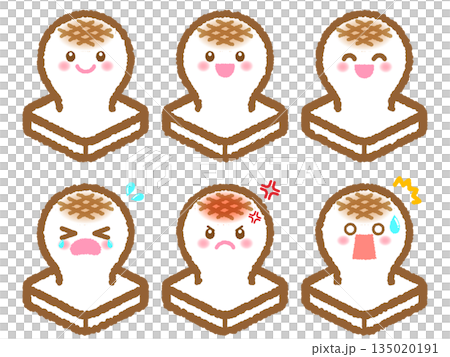Cute rice cakes with emotions illustration set 2 Cute rice cakes with emotions illustration set 2 135020191