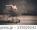 Beautiful woman shopping in supermarket and deciding what to buy, generated AI 135020242