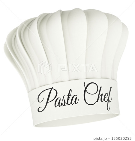 Pasta Chef, white chef hat. 3D rendering 135020253