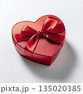 red heart shaped gift box with bow knot, generative ai 135020385