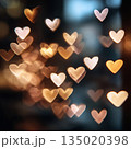 abstract bokeh lights shaped like hearts, generative ai 135020398
