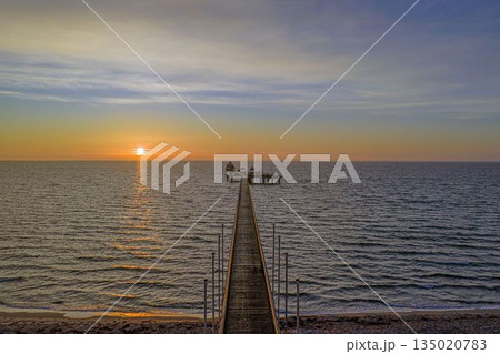 Golden morning light aligned with Groemitz pier Golden morning light aligned with Groemitz pier 135020783