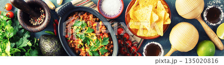 Cinco de Mayo Celebration with Beef Chili Con Carne and Festive Decor Cinco de Mayo Celebration with Beef Chili Con Carne and Festive Decor 135020816