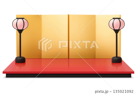 ひな祭り イラスト リアル 雛人形 3D 135021092