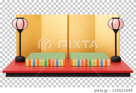 ひな祭り イラスト リアル 雛人形 3D 135021094
