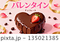 バレンタインのハート型のチョコレートケーキ 135021385