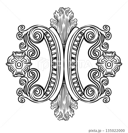 Beautiful decorative hand drawing flourish ornament vector 135022000