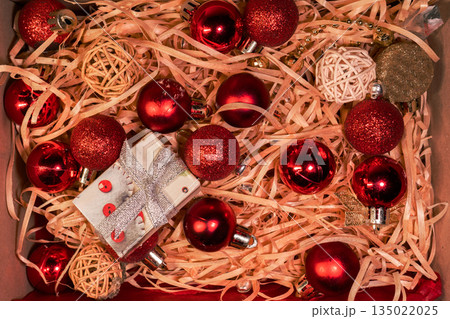 Merry Christmas and happy holidays. Beautiful decorations 135022025