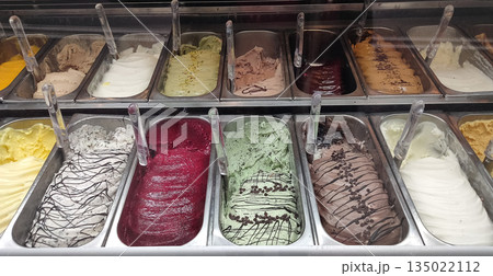 Different flavors of italian ice cream at Italy 135022112