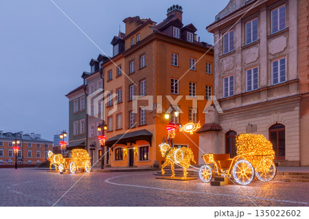 Christmas decorations in Old Town Warsaw Poland 135022602