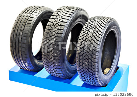 Tyres for cars isolated white Tyres for cars isolated white 135022696
