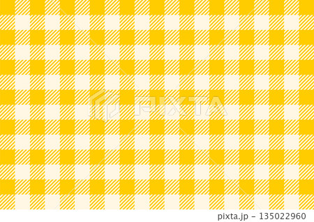 Cute yellow checkered gingham or vichy pattern. Autumn fabric print for tablecloth, picnic blanket, basket napkin, towel or handkerchief. Cotton, linen or flannel design. Vector flat illustration 135022960