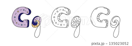 Whimsical letter G decorative alphabet illustration 135023052