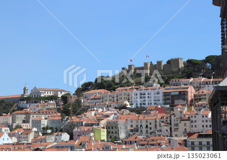 Saint George Castle on Hilltop Overlooking Lisbon Cityscape 135023061