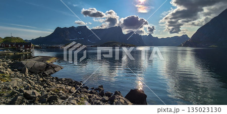 Picturesque Coastal Village At Hamnoy And Sakrisoy On Lofoten Islands In Norway Picturesque Coastal Village At Hamnoy And Sakrisoy On Lofoten Islands In Norway 135023130