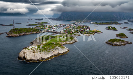 Famous Football Ground In Henningsvaer City On Lofoten Islands In Norway Famous Football Ground In Henningsvaer City On Lofoten Islands In Norway 135023171