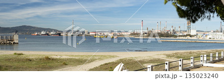Industrial coastline with oil refinery in Algeciras Bay, Spain 135023240