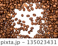 A collection of coffee beans on a white background. 135023431