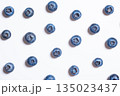 Blueberries on a white background, top view 135023437