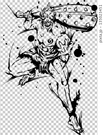 鬼の墨絵イラスト 135023451
