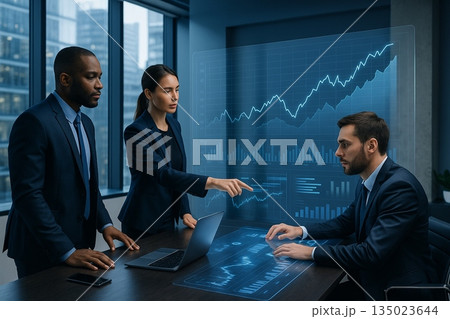 Businessman Touching Digital Graph 191025 135023644