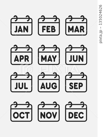 Set icons page calendar - months of the year Set icons page calendar - months of the year 135024626