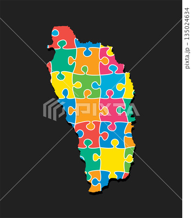 Creative map of Dominica from color puzzle, jigsaw Creative map of Dominica from color puzzle, jigsaw 135024634