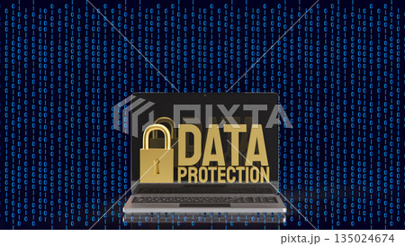 Laptop Data Protection and Digital Cybersecurity Privacy Concept 3d render. Laptop Data Protection and Digital Cybersecurity Privacy Concept 3d render. 135024674