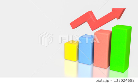 Business Performance Growth Concept with Colorful Bar Chart and Rising Arrow 3d render. 135024688
