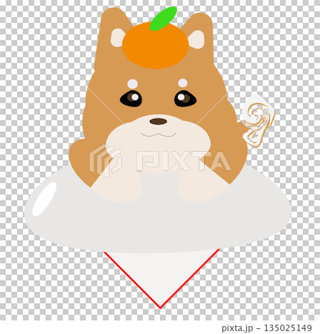 可愛的新年插畫,一隻柴犬變成了鏡餅 可愛的新年插畫,一隻柴犬變成了鏡餅 135025149