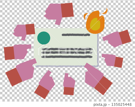 Illustration of a posted article being flooded with criticism and slander 135025448