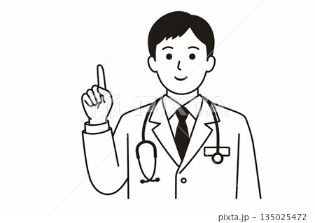 ポイントを解説する男性医師 135025472