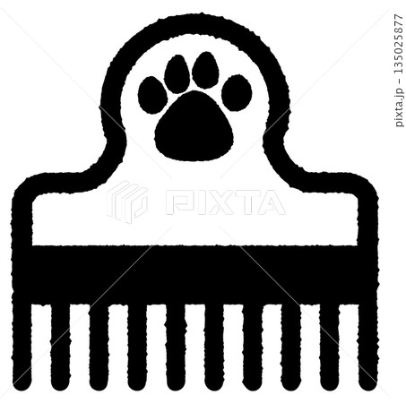 かわいいペットコーム 肉球 モノクロ 135025877