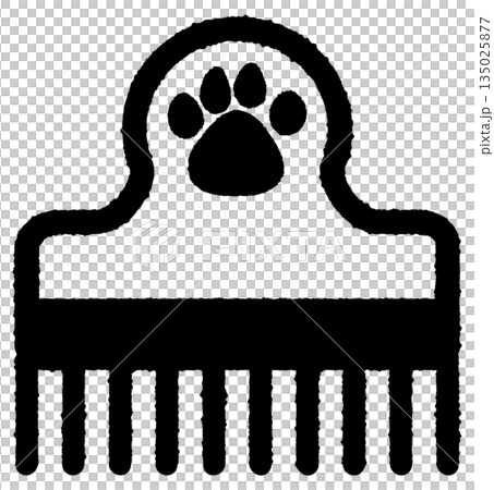 かわいいペットコーム 肉球 モノクロ 135025877