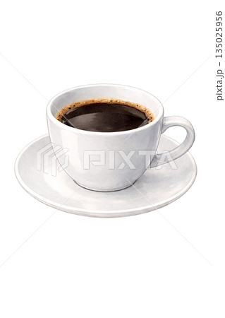 コーヒーカップのシンプルな写真風イラスト素材 コーヒーカップのシンプルな写真風イラスト素材 135025956