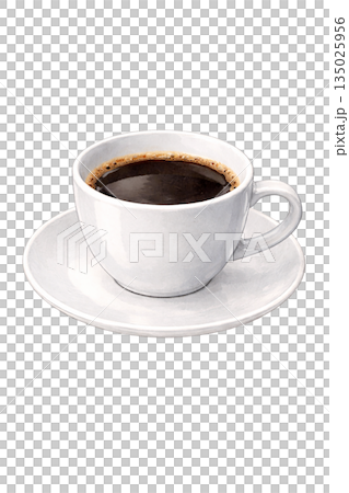 コーヒーカップのシンプルな写真風イラスト素材 コーヒーカップのシンプルな写真風イラスト素材 135025956