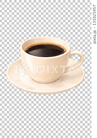 咖啡杯的簡單照片風格插圖 135025957