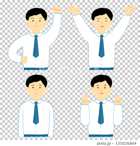 男學生微笑姿勢插畫集 135026864