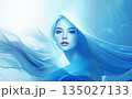 水中にいるようなベールの美しい女性イラスト 135027133