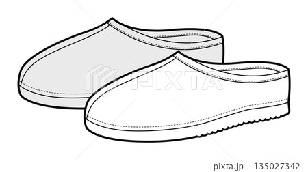 House clog sandal shoe women sketch pair. Closed toe rubber slipper for garden work home casual outfit Technical fashion House clog sandal shoe women sketch pair. Closed toe rubber slipper for garden work home casual outfit Technical fashion 135027342