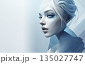 近未来の美しいアンドロイド風な女性イラスト 135027747