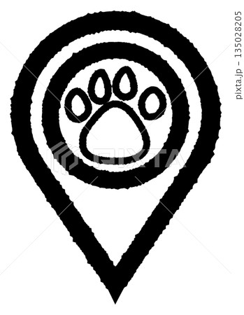 シンプルなマップピンのイラスト 肉球  135028205