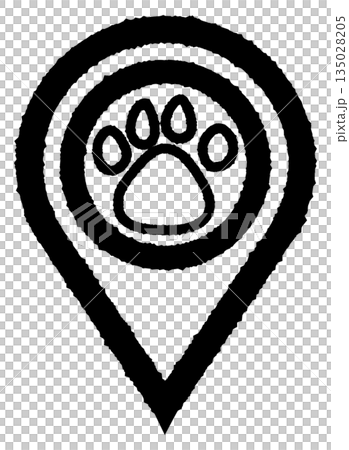 シンプルなマップピンのイラスト 肉球  135028205
