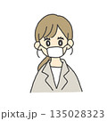 マスクをする女性イラスト 135028323