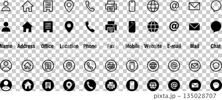 名片聯絡資訊圖示和標記集 135028707
