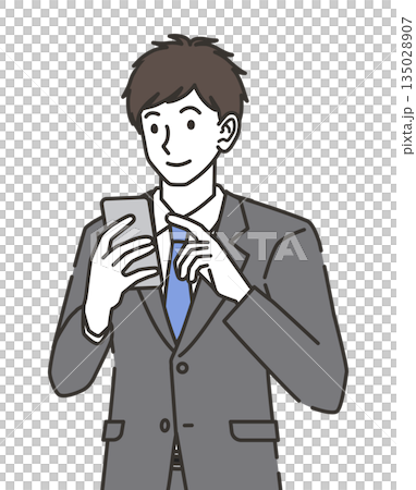 穿著西裝操作智能手機的男人 135028907