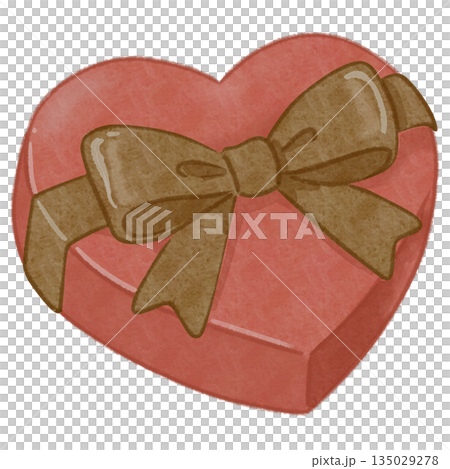 Valentine's Day heart-shaped gift box with red ribbon and brown Valentine's Day heart-shaped gift box with red ribbon and brown 135029278